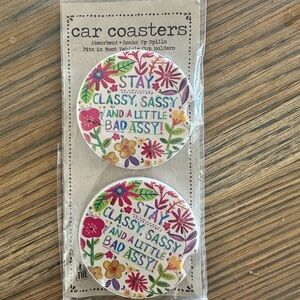 Floral Car Coasters with Fun Quote